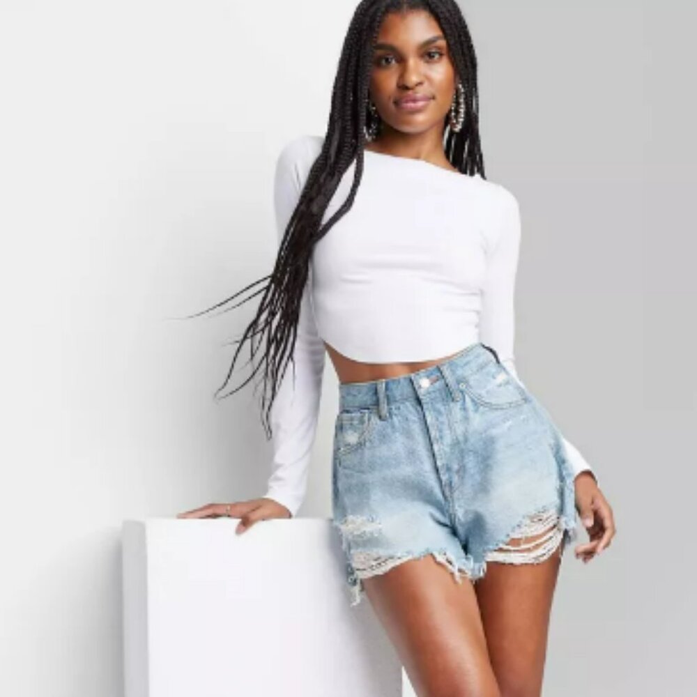 Wild Fable Highest Rise Distressed Shorts Button Fly